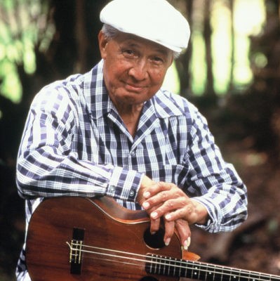 Photo of Eddie Kamae, 'ukulele / composer. Photo from website: www.eddiekamaesongbook.org