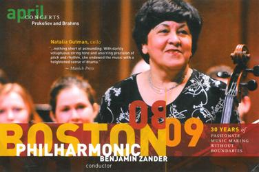 Photo of BPO 2008-09 season postcard, featuring Natalia Gutman, cellist